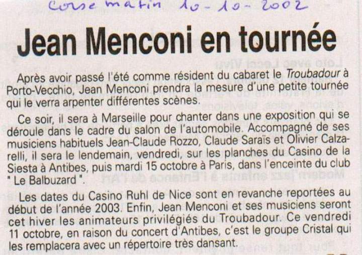 Archive tournée chanteur corse Porto-Vecchio