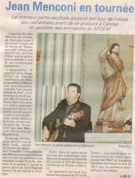 Médias chanteur Porto-Vecchio