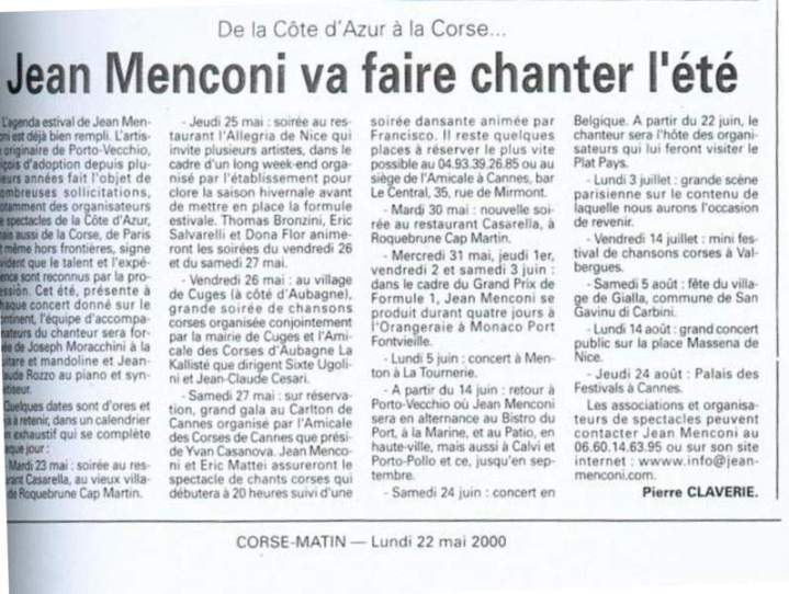 Couverture médiatique artiste Porto-Vecchio 